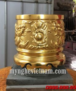Lư hương đồng mạ vàng cao cấp - Nhận dát vàng bát hương cũ