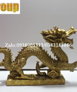 Tượng rồng cầm ngọc bằng đồng dài 30cm