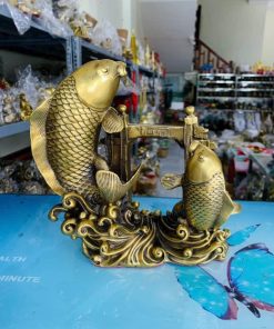 Cá chép vượt vũ môn bằng đồng cao 20cm