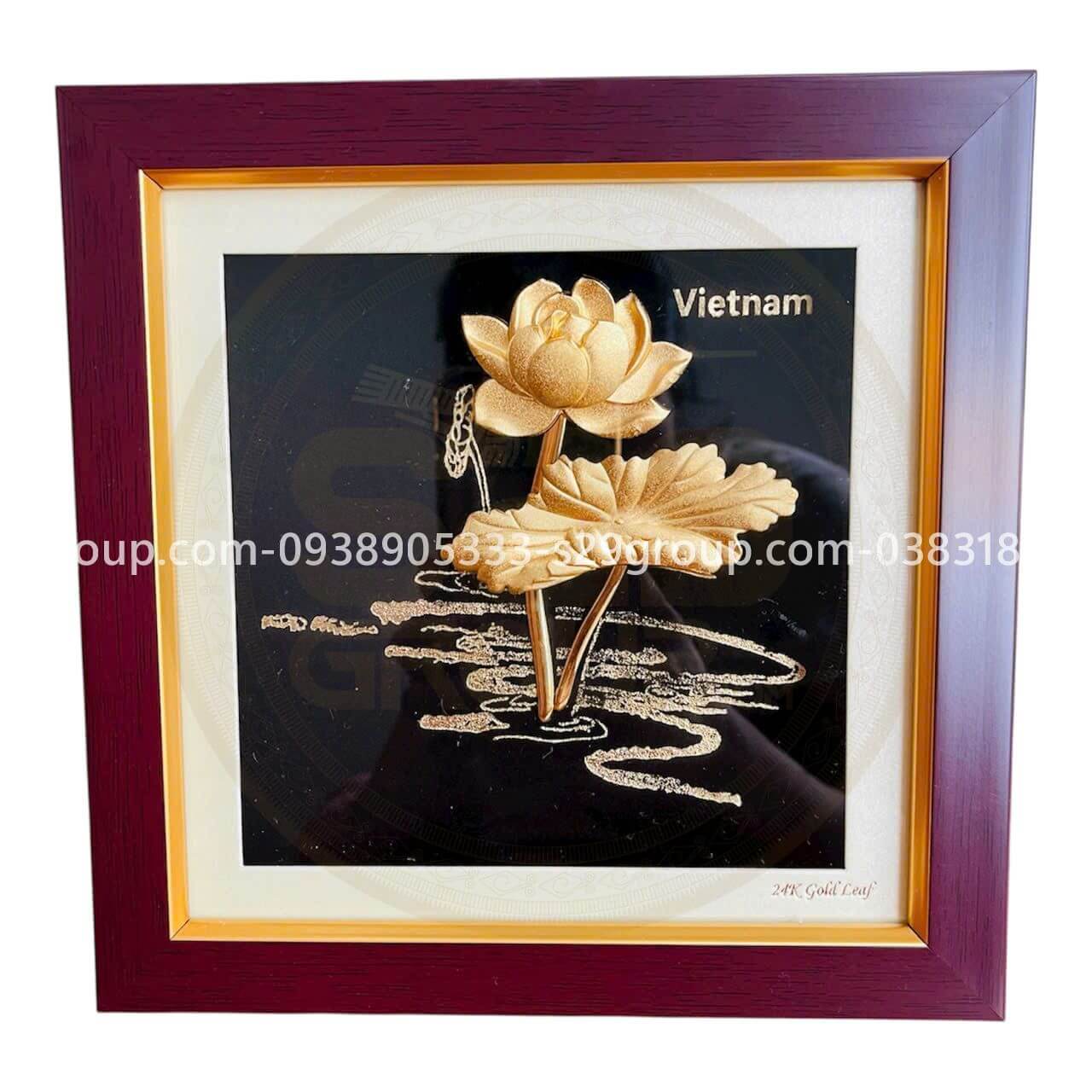 Tranh hoa sen mạ vàng 24k,kích thước 20cmx20cm,món quà cao cấp,ý nghĩa