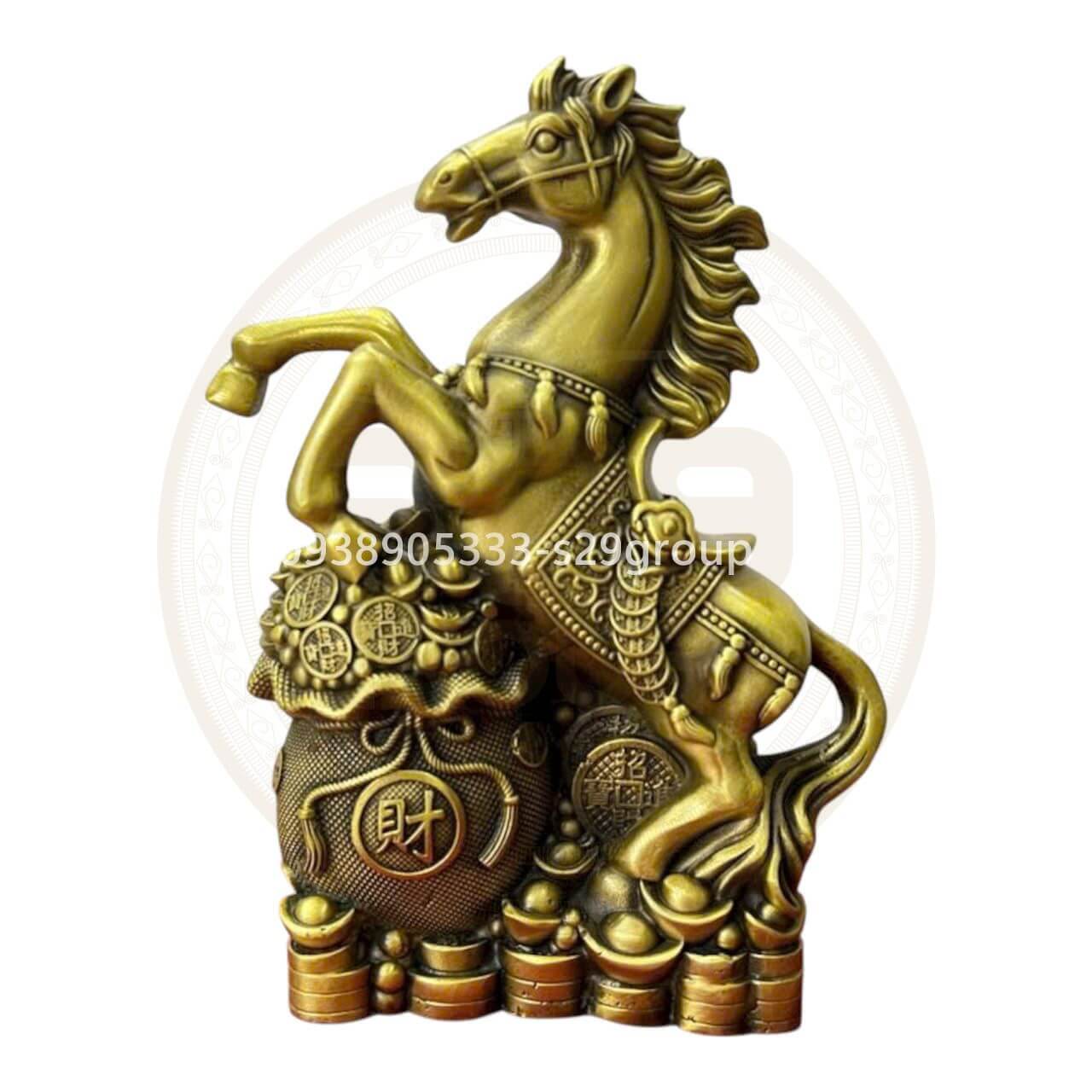 Tượng ngựa hũ tiền vàng nhỡ(32x24x10,5x3,5kg)