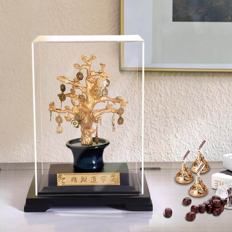 cây tiền mạ vàng 24k