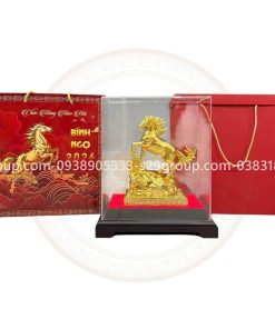Tượng ngựa túi tiền lộc mạ vàng 24k-Quà tặng tết 2026